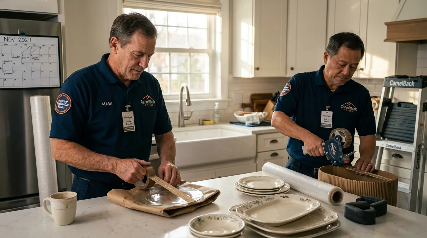 Professional crew packing kitchen dishware in Fair Lawn, NJ